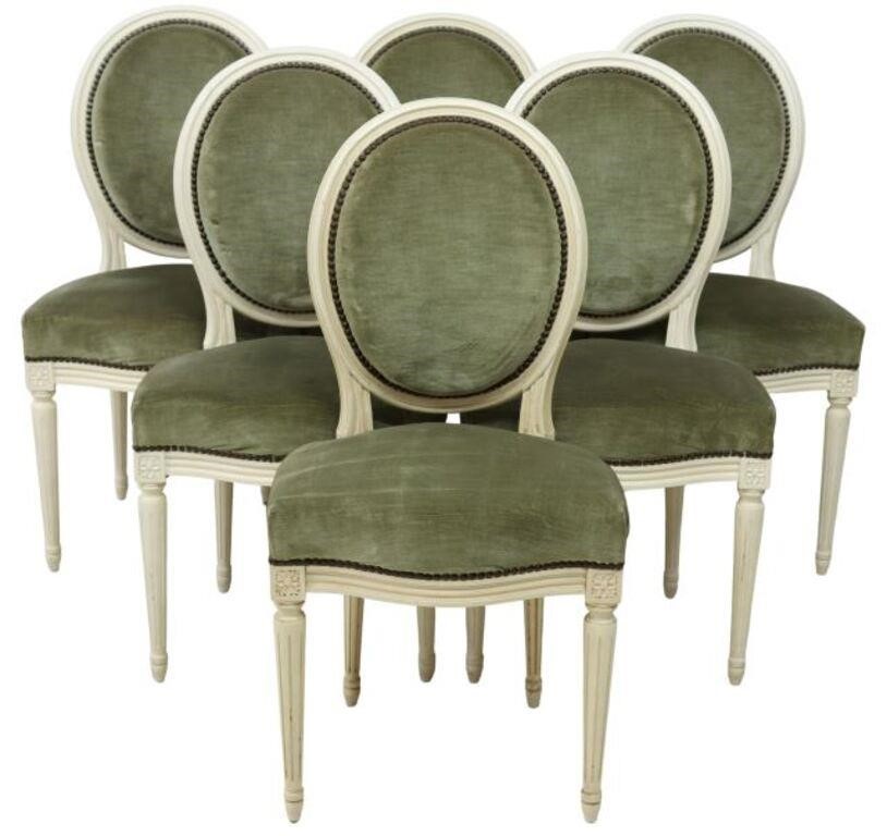  6 FRENCH LOUIS XVI STYLE UPHOLSTERED 356880