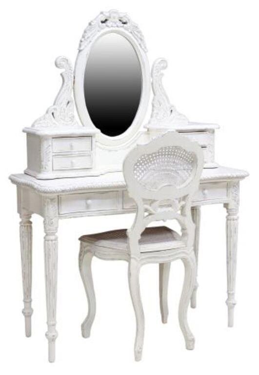 (2) WHITE PAINTED MIRRORED VANITY