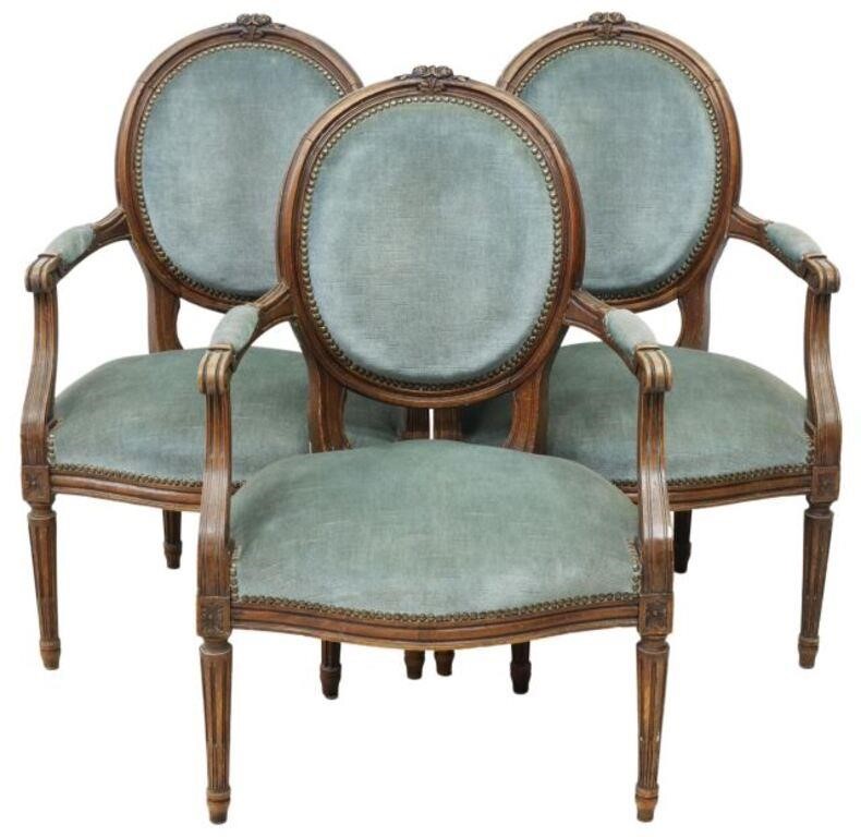  3 FRENCH LOUIS XVI STYLE OVAL BACK 356899