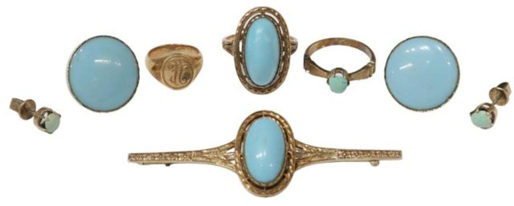  6 ESTATE 14KT 10KT GOLD TURQUOISE 3568c3