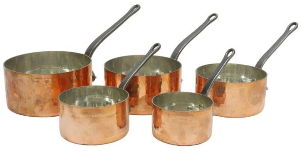 (5) FRENCH HAMMERED COPPER GRADUATED
