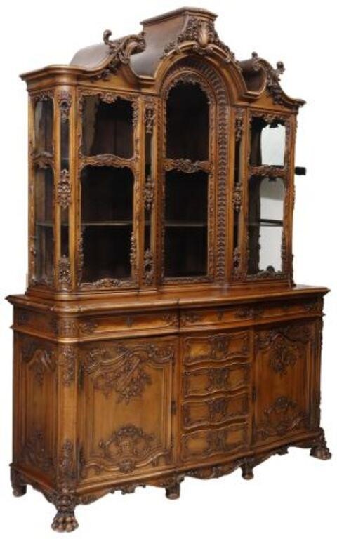 FINE LOUIS XV STYLE CARVED WALNUT