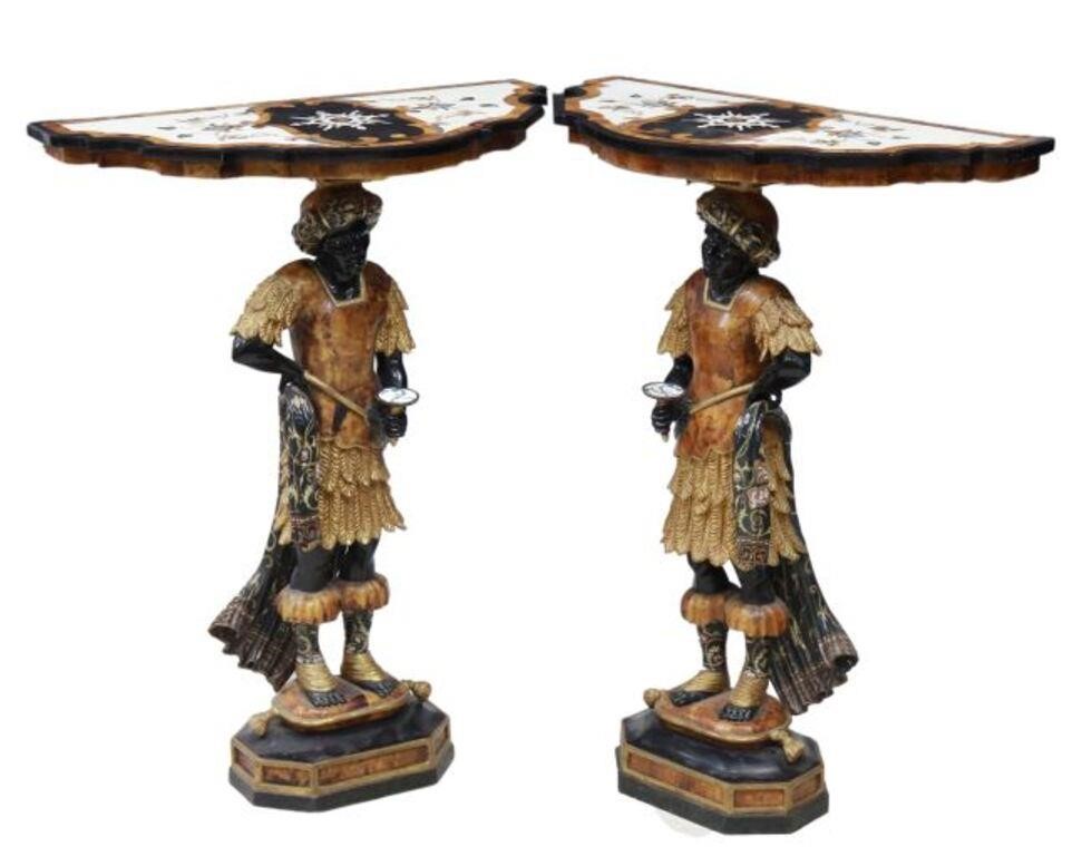  2 PIETRA DURA BLACKAMOOR CONSOLE 356915