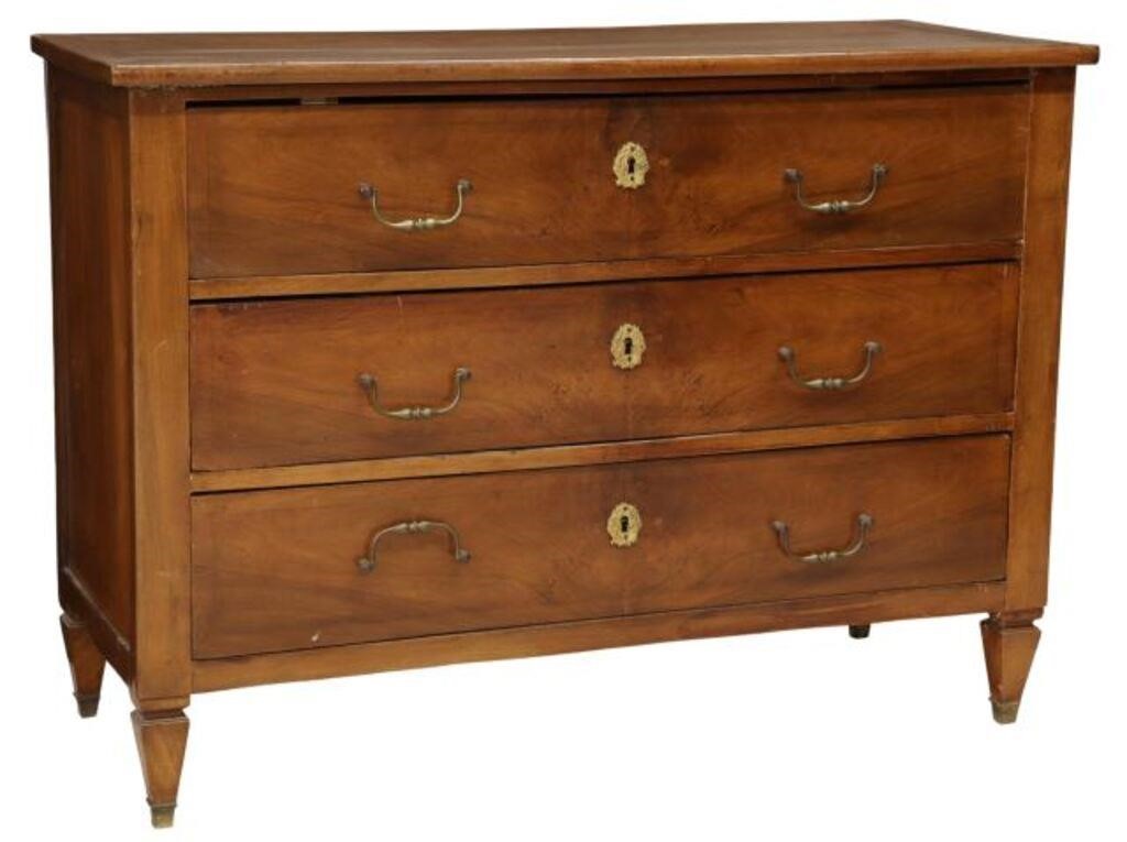 FRENCH LOUIS XVI STYLE WALNUT COMMODE,