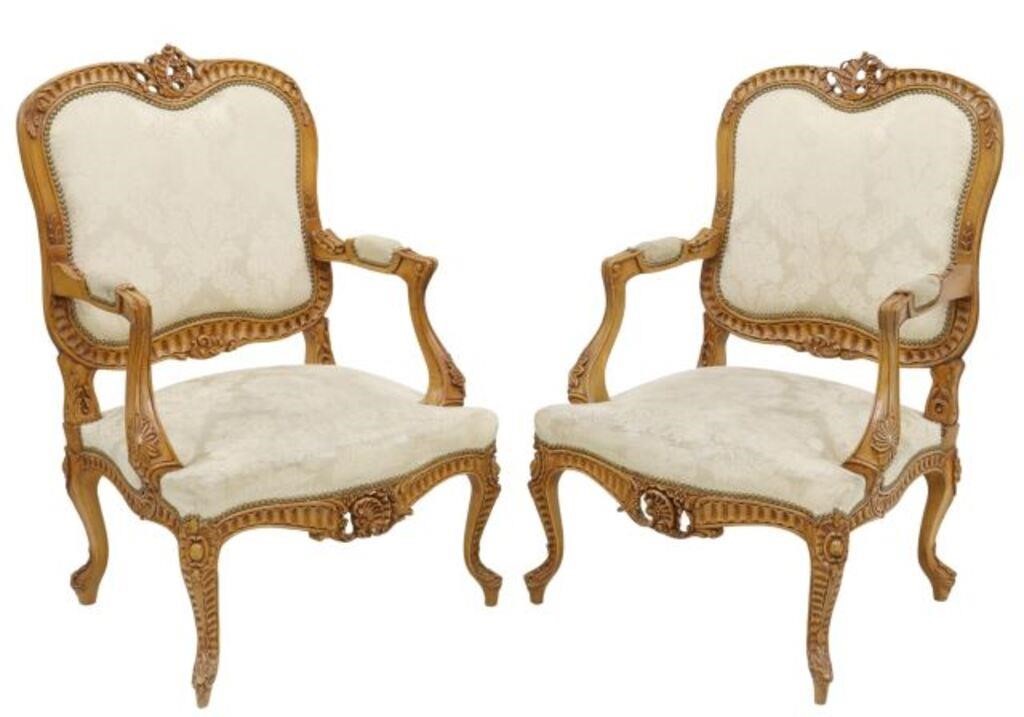  2 FRENCH LOUIS XV STYLE CARVED 35696b