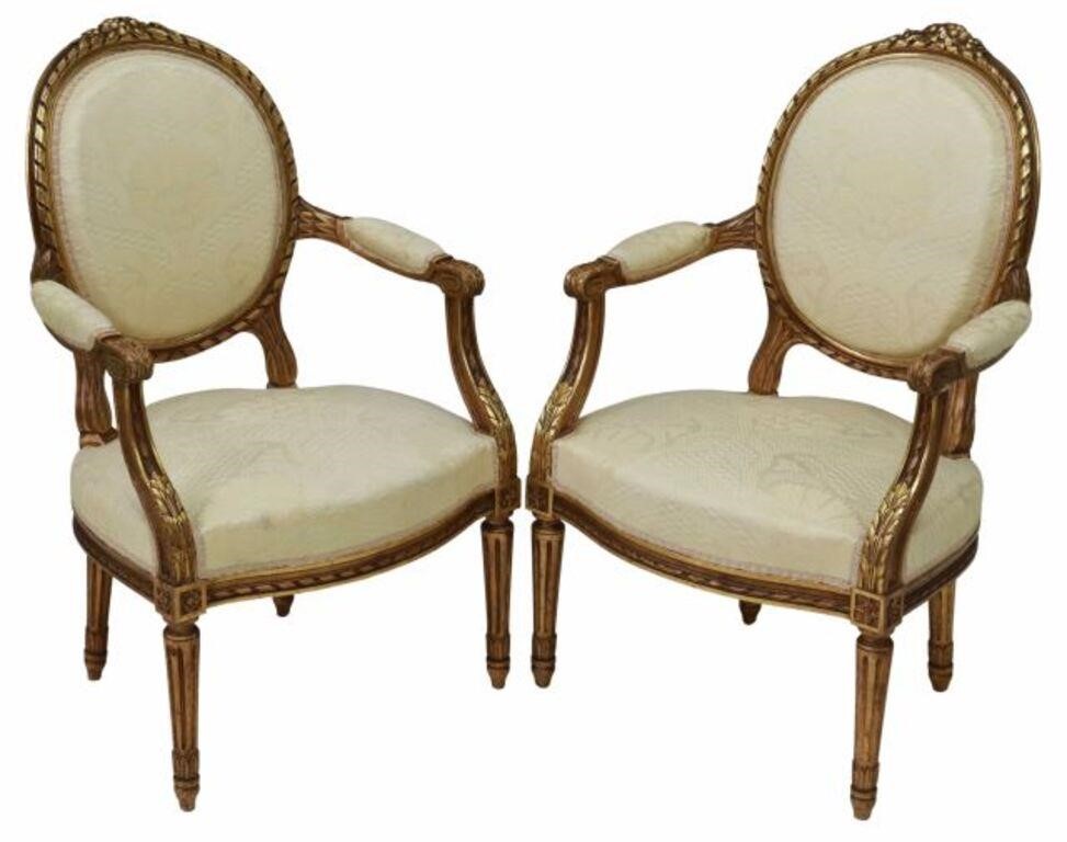  2 LOUIS XVI STYLE GILTWOOD OVAL 356974