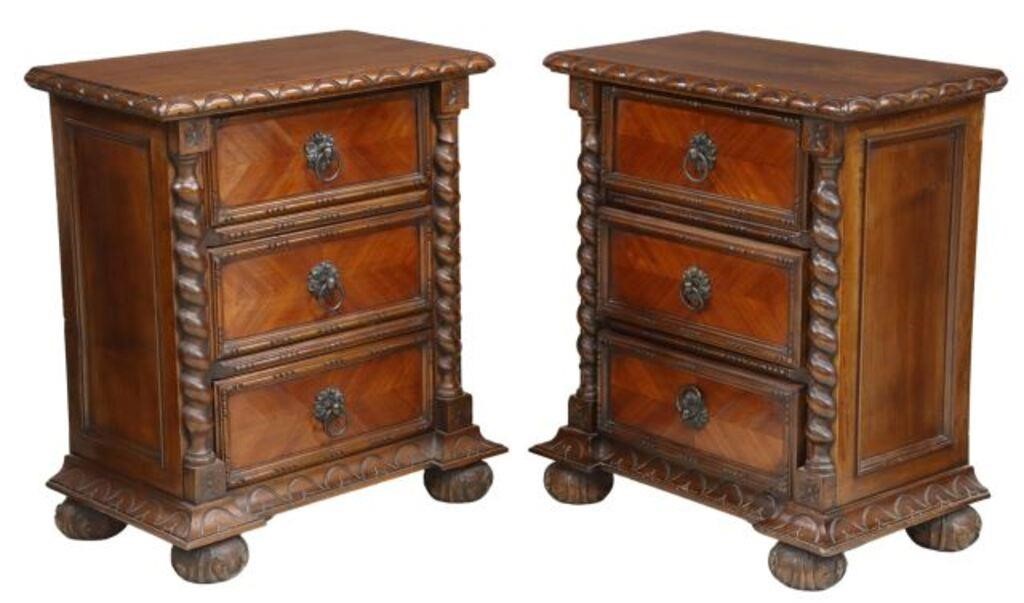 (2) ITALIAN BAROQUE STYLE WALNUT