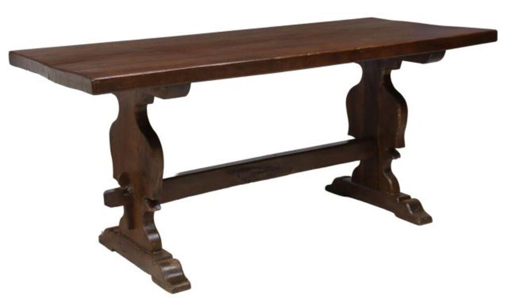 FRENCH PROVINCIAL OAK TRESTLE TABLEFrench