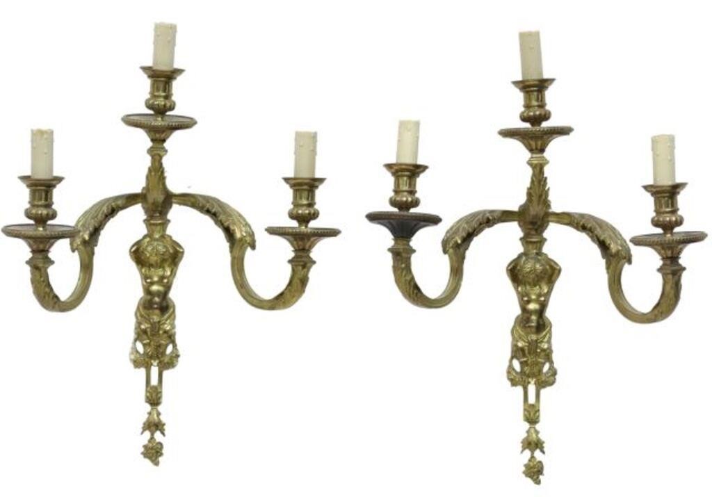 (2) ITALIAN GILT METAL FIGURAL