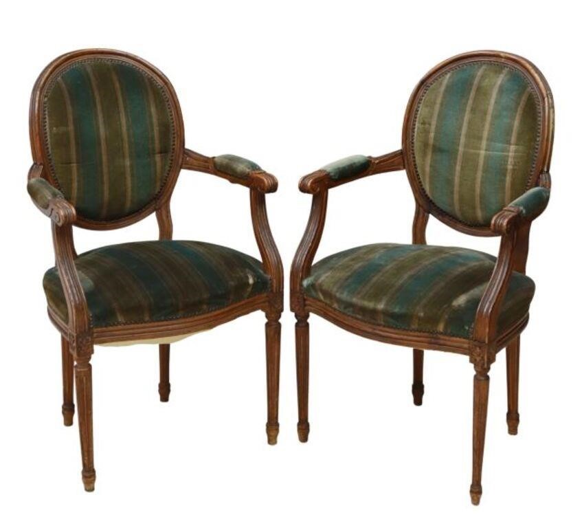(2) FRENCH LOUIS XVI STYLE OVAL-BACK