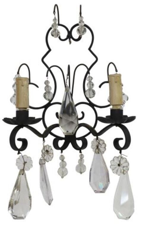  2 FRENCH WROUGHT IRON CRYSTAL 3569fe