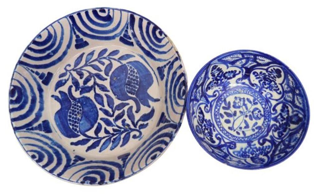 (2) BLUE TIN-GLAZED EARTHENWARE