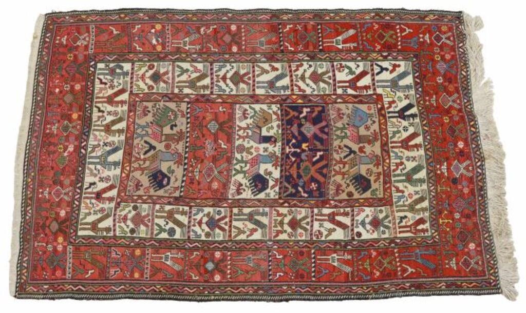 HAND-TIED PERSIAN PICTORIAL RUG,