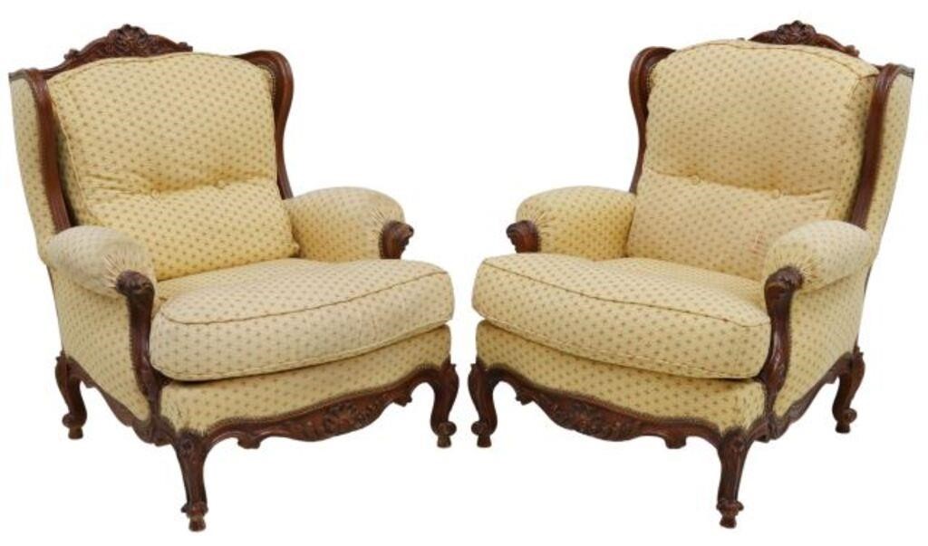  2 LOUIS XV STYLE WINGBACK BERGERES pair  356a79
