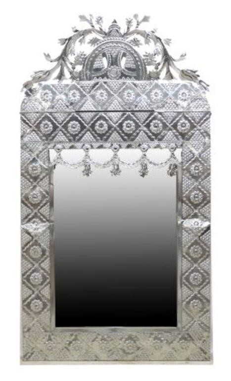 LARGE EMBOSSED TIN WALL MIRROR  356a96