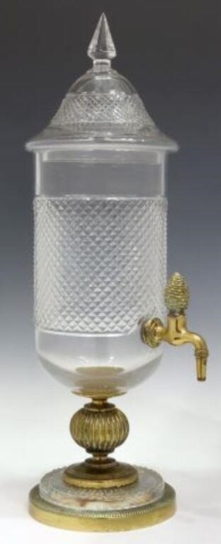 CUT CRYSTAL & GILT METAL LIQUEUR DISPENSERCut