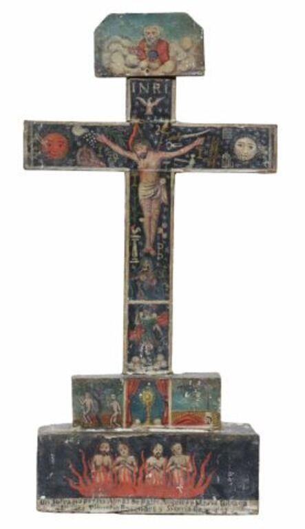 SPANISH COLONIAL PAINTED CRUZ DE