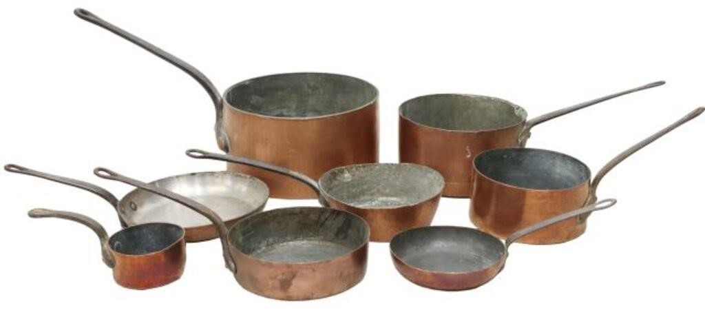  8 FRENCH COPPER KITCHENWARE GRADUATED 356acf