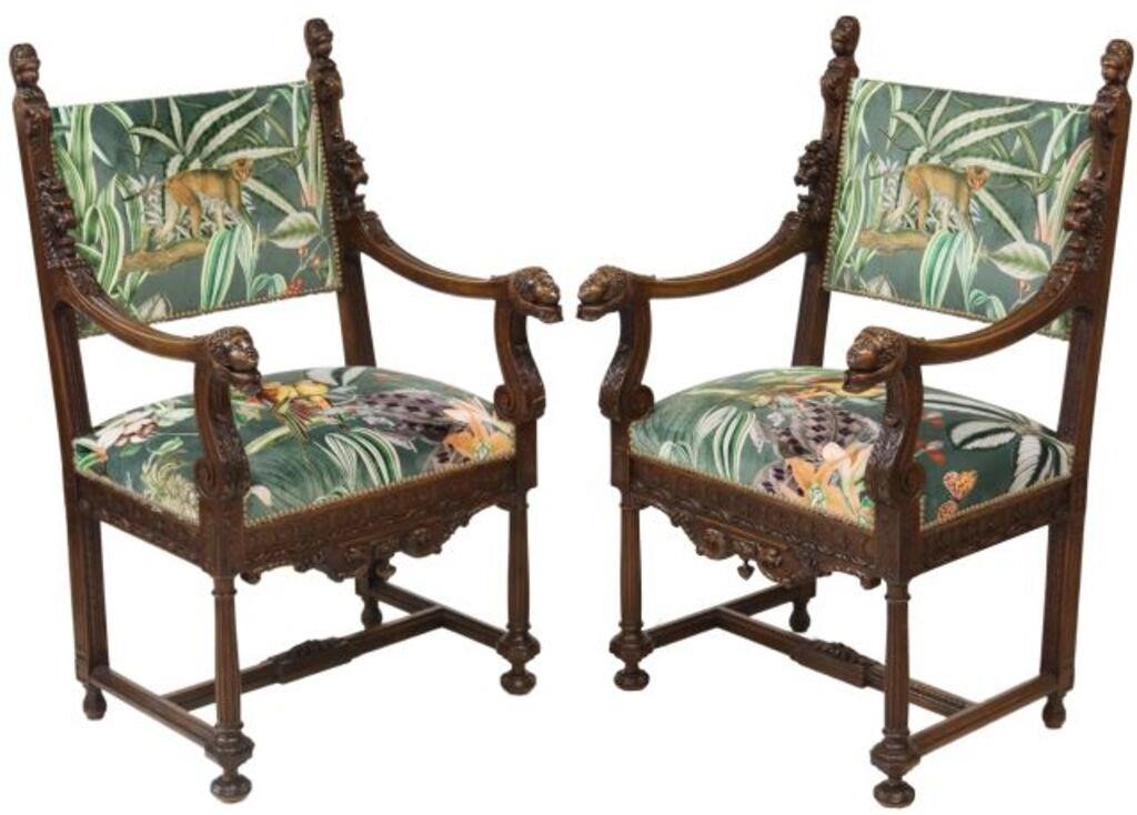  2 FRENCH WALNUT ARMCHAIRS IN 356af4