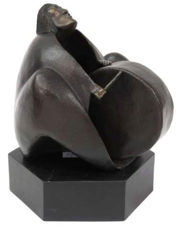 MIGUEL ANTONIO BRONZE SCULPTURE DRUMMERPatinated