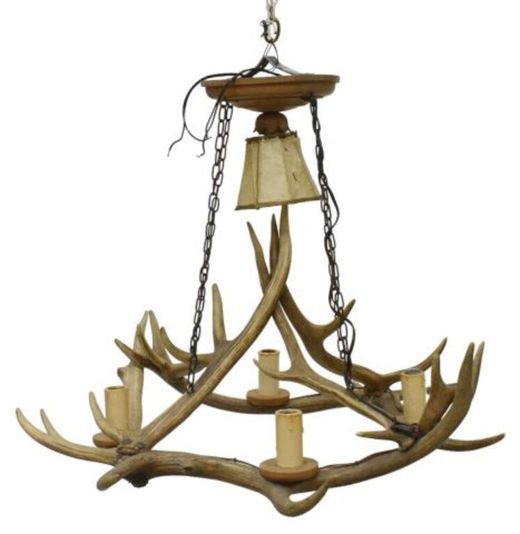 RUSTIC FIVE-LIGHT ANTLER CHANDELIERRustic