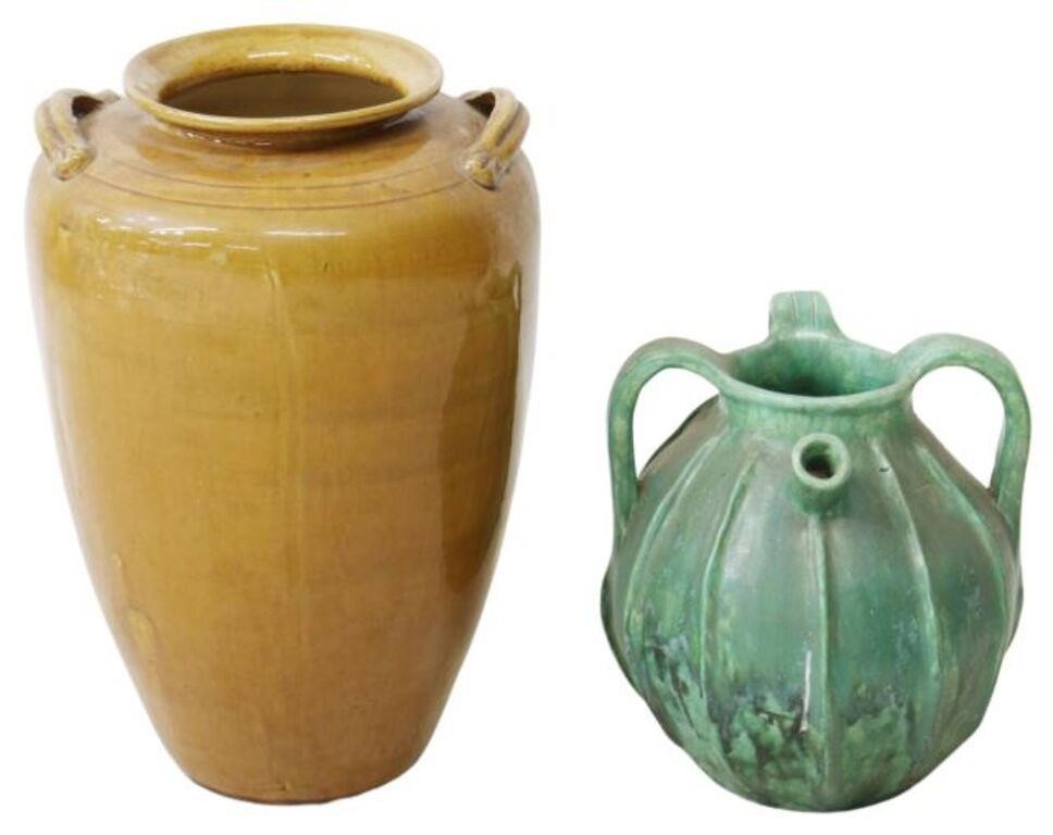 (2) FRENCH GLAZED EARTHENWARE OIL