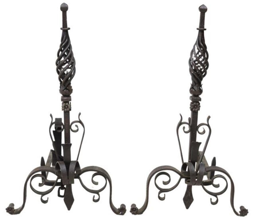 (2) LARGE CONTINENTAL WROUGHT IRON