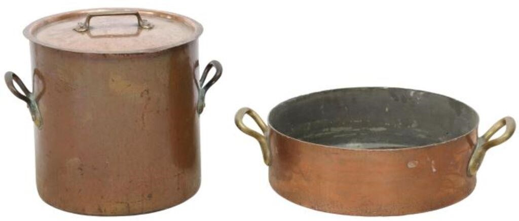(LOT) LARGE FRENCH COPPER POTS,