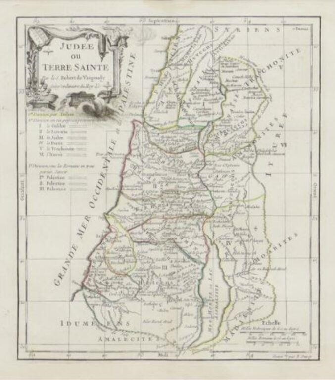 VAUGONDY MAP OF JERUSALEM & HOLY LANDS,