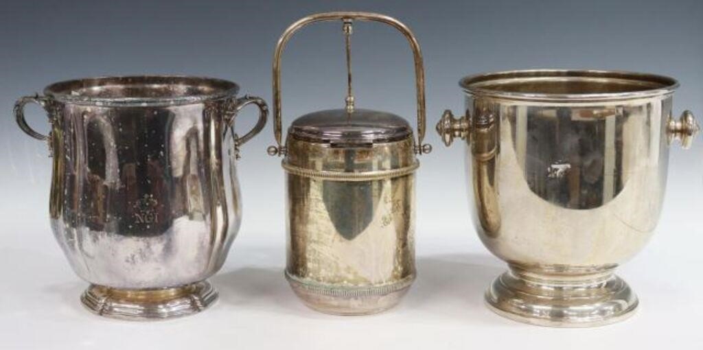  3 SILVERPLATE CHAMPAGNE COOLERS 356ba9