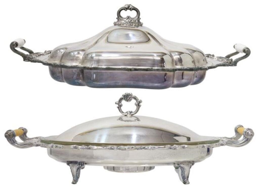 (2) LARGE ORNATE SILVERPLATE CHAFING