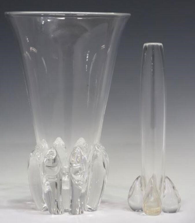 (2) STEUBEN COLORLESS ART GLASS