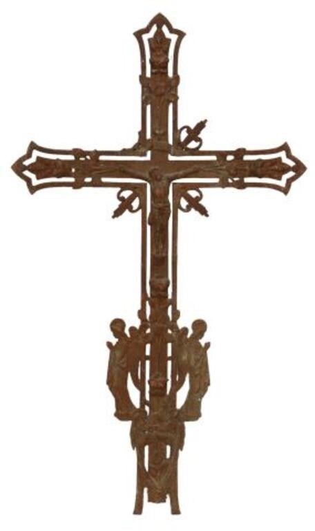 FRENCH CAST IRON CRUCIFIX CROSS  356c72