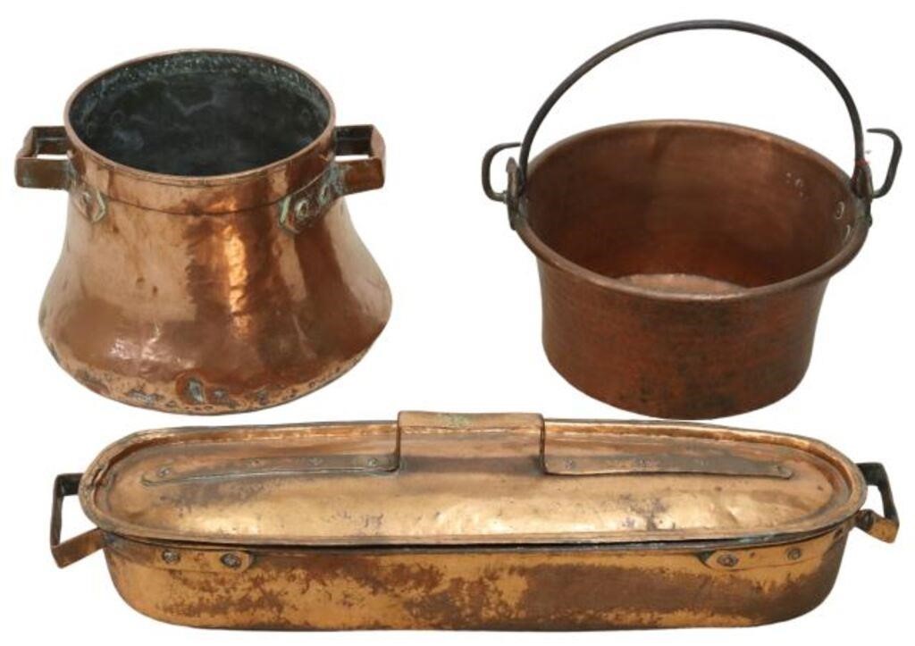  3 FRENCH COPPER KITCHENWARE  356ccf