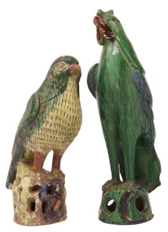  2 CHINESE SANCAI GLAZED BIRD 356cda