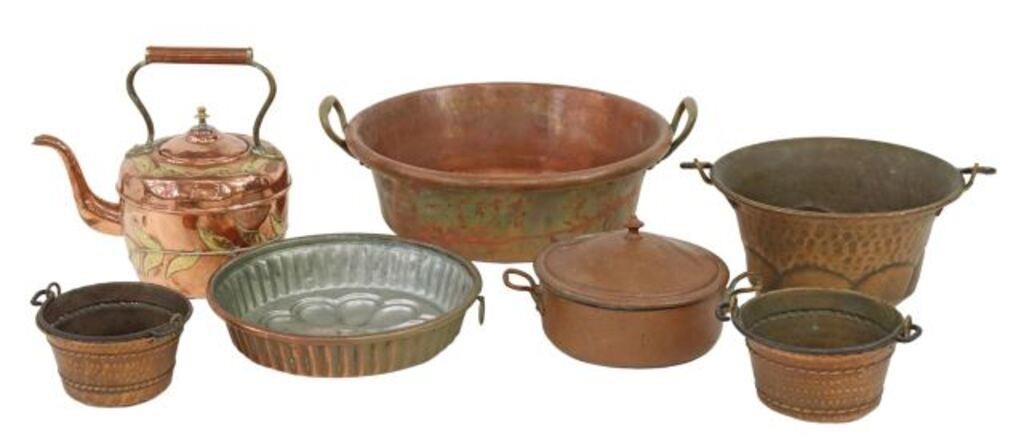  7 GROUP OF FRENCH COPPER KITCHENWARE lot 356cd7