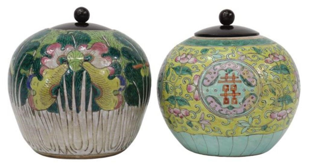 (2) CHINESE PORCELAIN LIDDED MELON