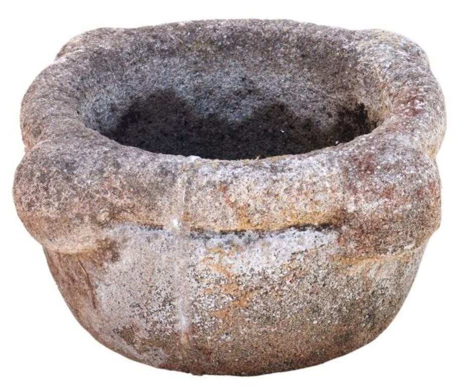 CARVED STONE MORTAR BOWLCarved