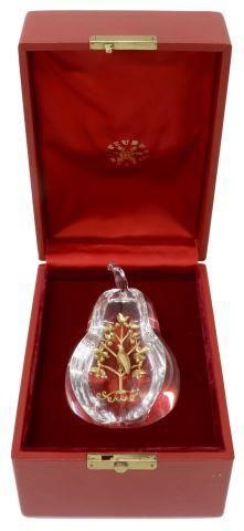 STEUBEN GLASS PARTRIDGE PEAR TREE PAPERWEIGHT