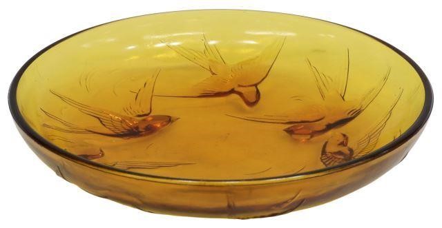 SABINO PARIS AMBER ART GLASS BOWL,