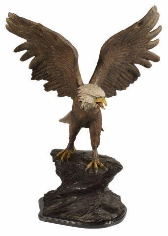 COLD-PAINTED BRONZE EAGLE ON MARBLE