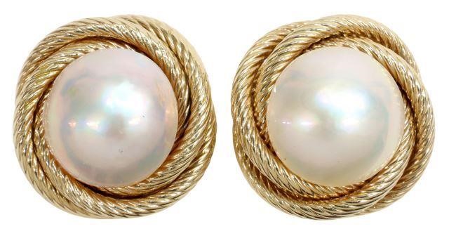 ESTATE 14KT GOLD MABE PEARL BUTTON 356d28