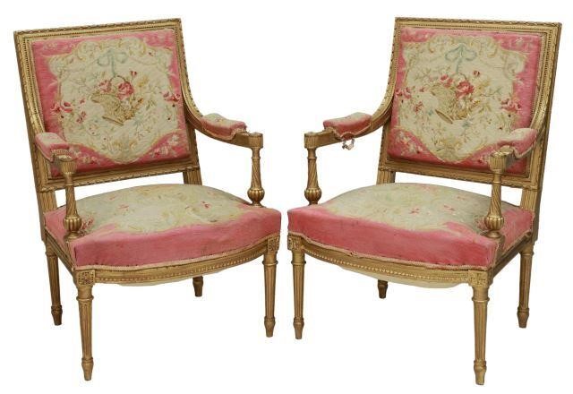  2 FRENCH LOUIS XVI STYLE GILTWOOD 356d5c