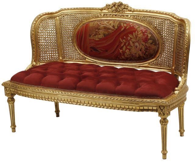 LOUIS XV STYLE GILTWOOD CANED  356d59