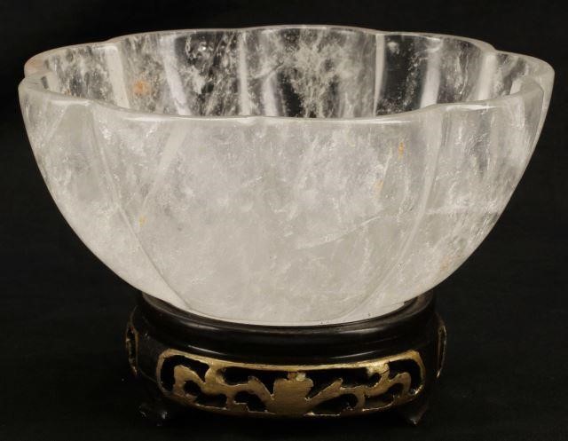 CARVED ROCK CRYSTAL LOBED BOWL