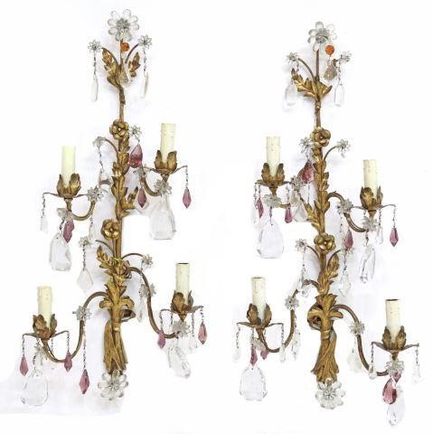 (2) LOUIS XV STYLE GILT METAL FOUR-LIGHT