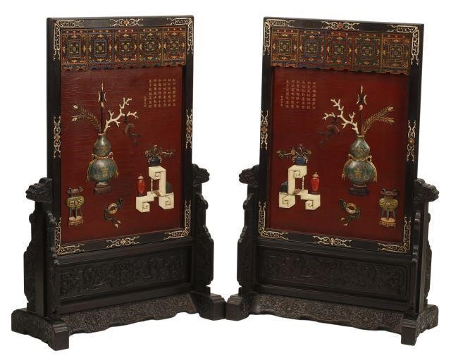 (2) LARGE CHINESE INLAID TABLE