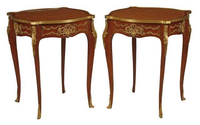 (2) FRENCH LOUIS XV STYLE ORMOLU-MOUNTED