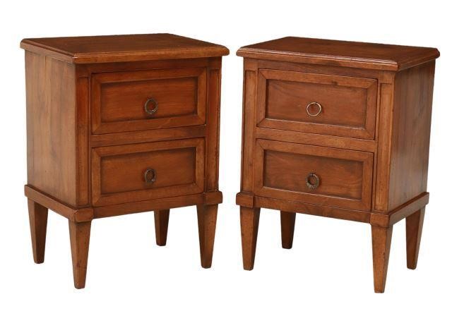 (2) ITALIAN WALNUT TWO-DRAWER NIGHTSTANDS(pair)