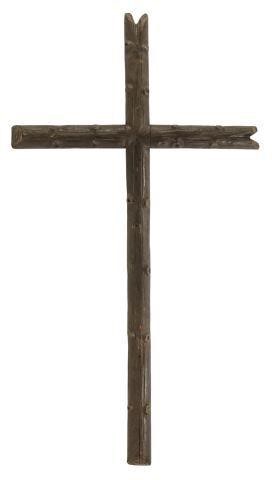 CARVED WOOD CROSS, 19TH C., 108 X 60Carved